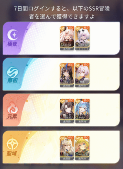 7日ログイン報酬でもらえるキャラ画像